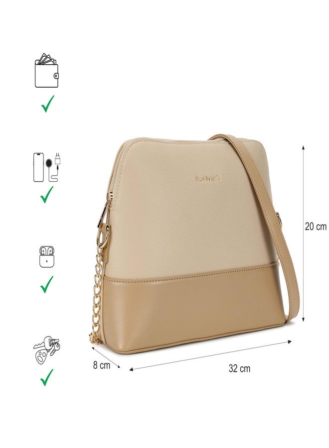 Fastrack Velvet Touch Sling Bag for Women| Faux Leather Sling With Gold Chain Accents | Chic Compact Crossbody with Top Zip Closure | Trendy Women's Handbags | Stylish Bags for Girls - Image 4